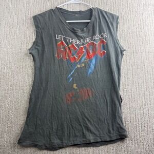 VTG ACDC Let There Be Rock World Tour Sleeveless Muscle T-Shirt Mens Size M 80s
